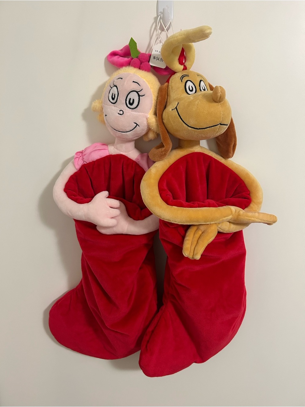 Department 56 Dr Seuss The Grinch Cindy Lou Who & Max Plush Stockings